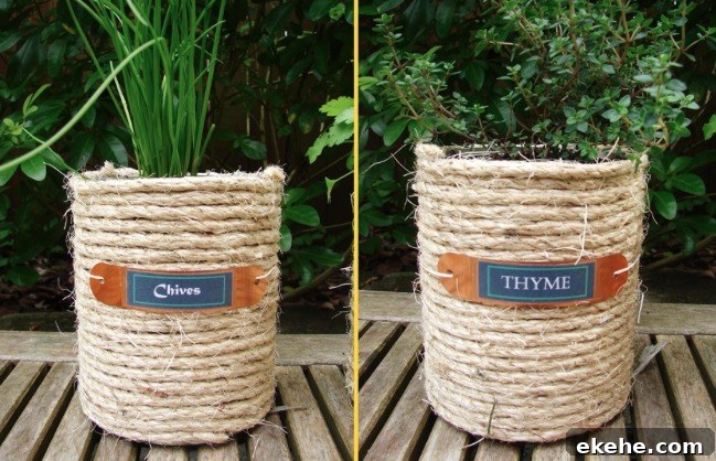 Sisal Wrapped Coffee Cans