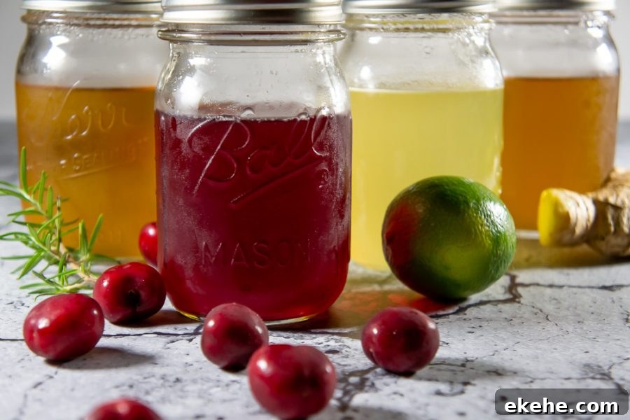 4 jars of infused simple syrup