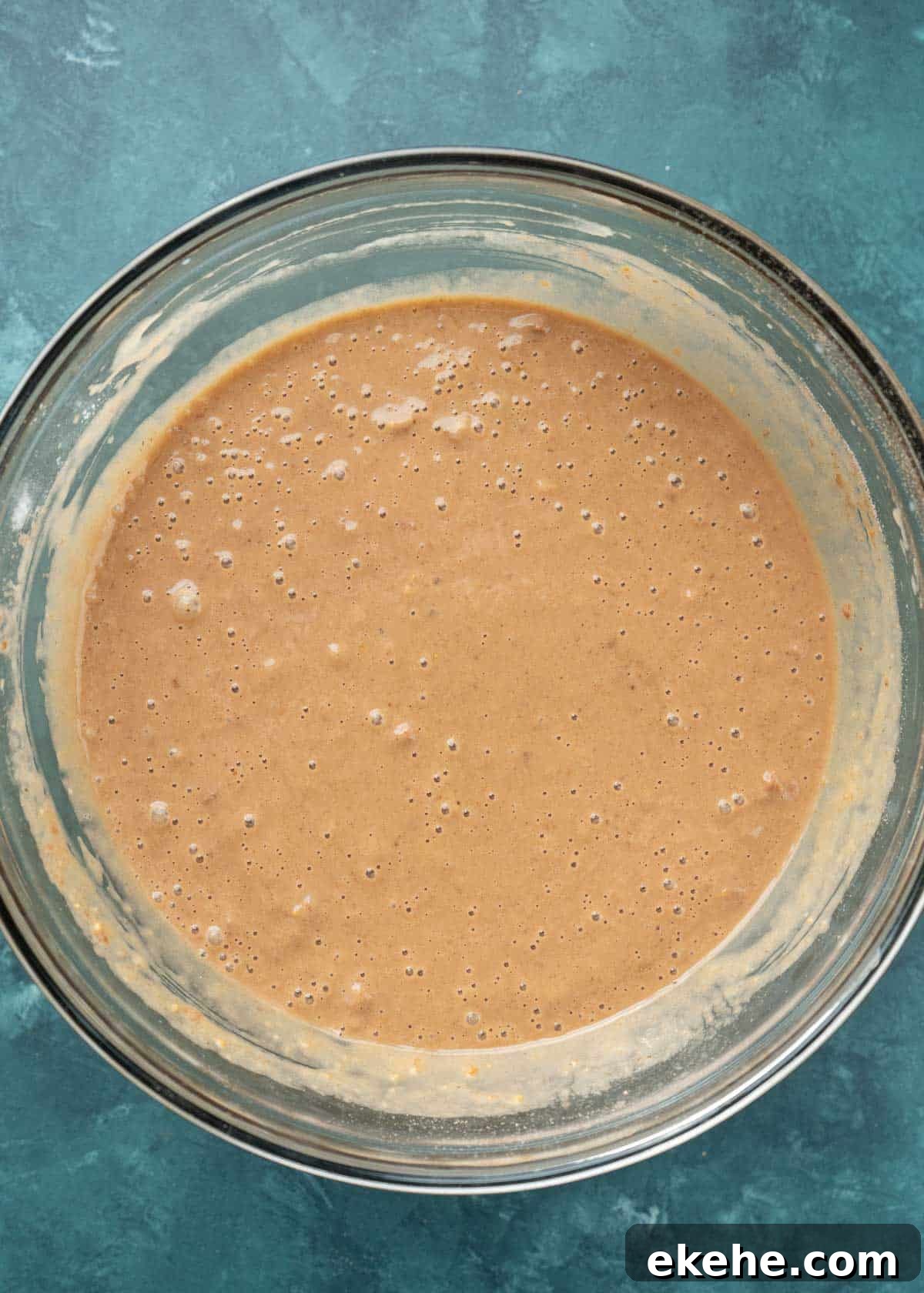 a smooth and creamy protein waffle batter