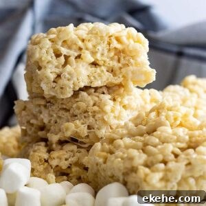 These Chewy Rice Krispie Treats will rival any store bought! Soft and chewy and the perfect base for any add-ins you may want!