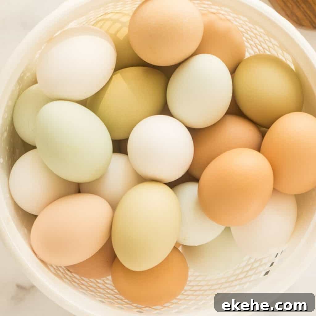 white, blue, green, brown, and olive eggs in white basket