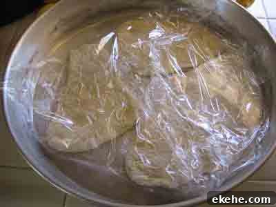 Frybread covered with plastic.