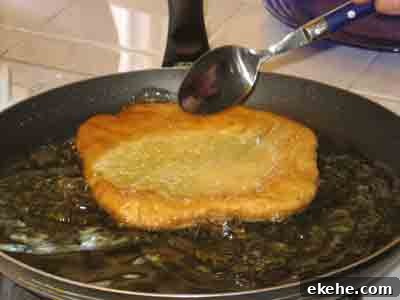 Basting the center of the bread.