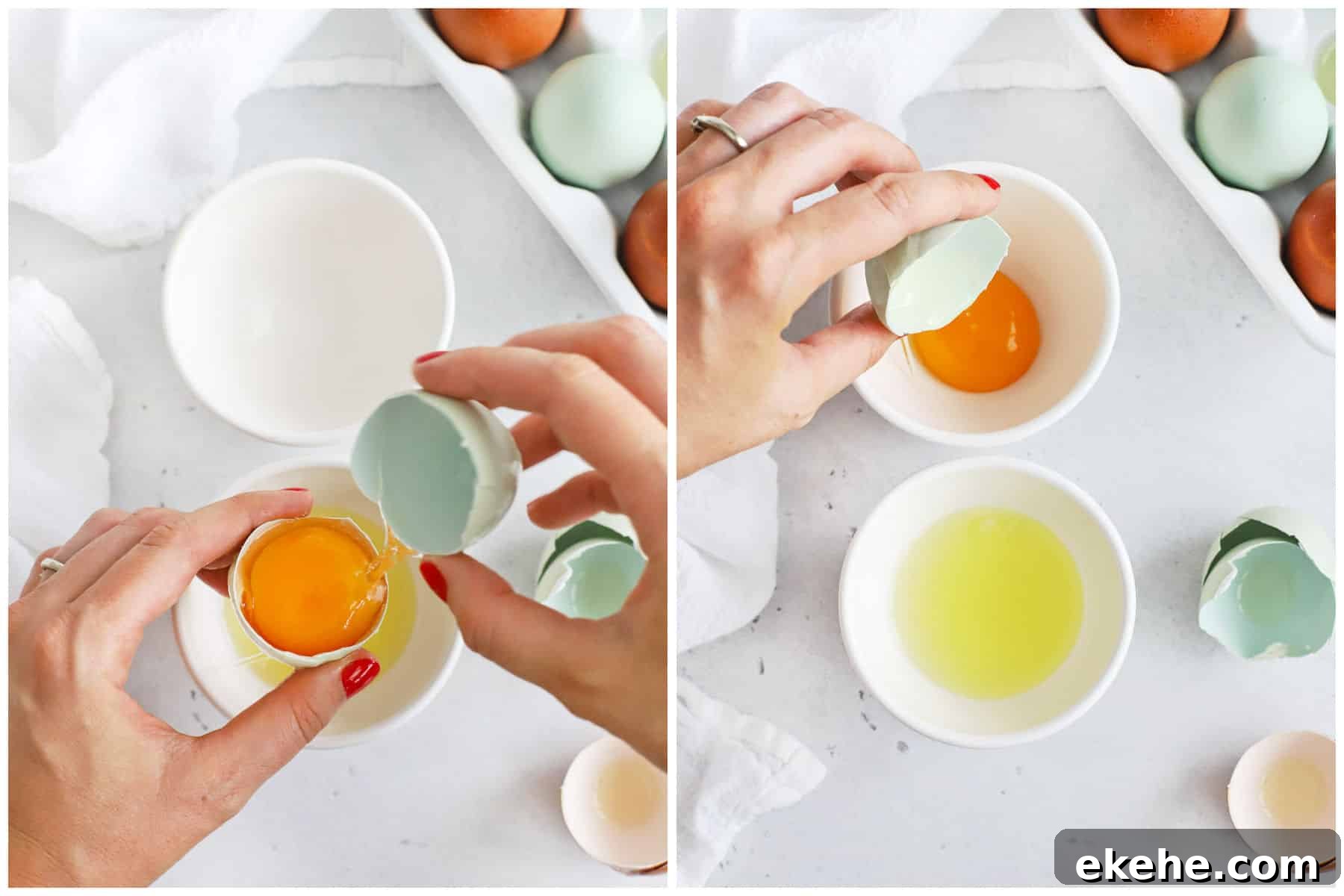 separating eggs with egg shells