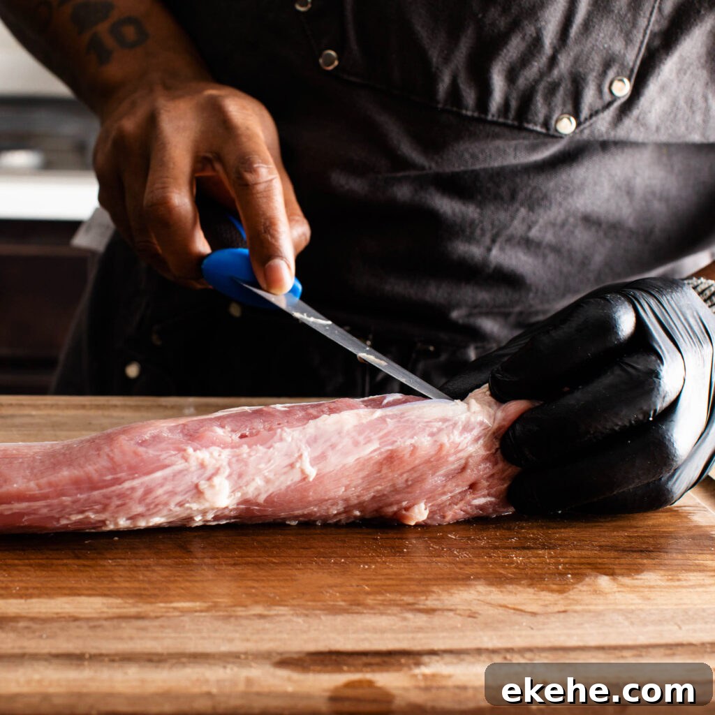 trimming pork tenderloin