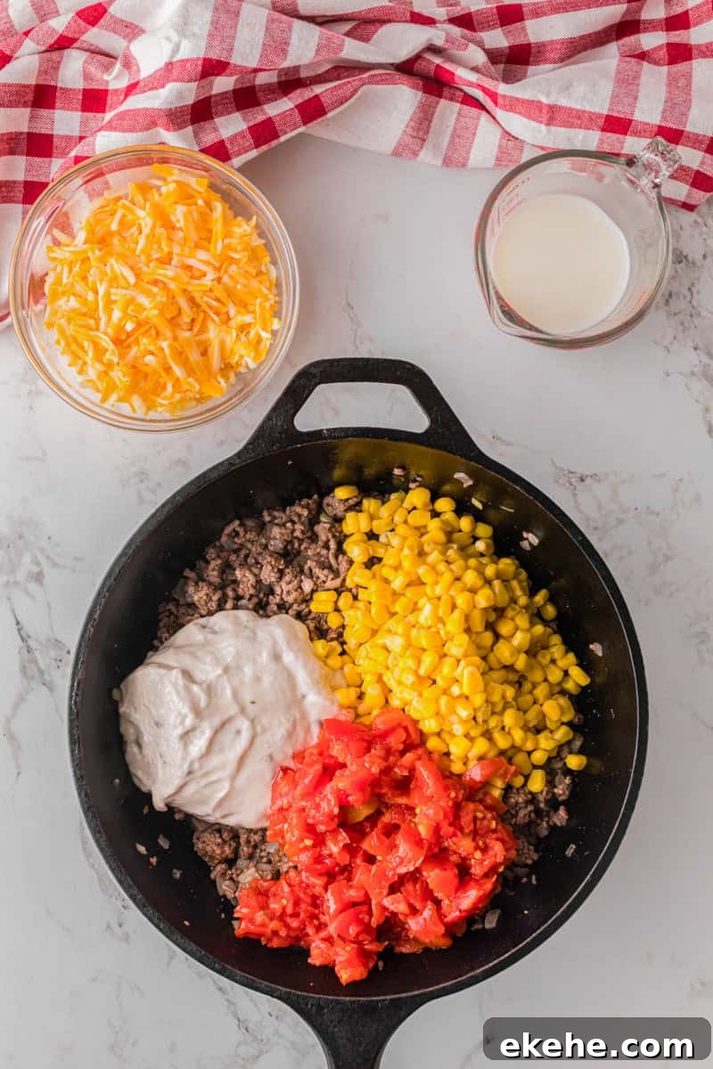 all ingredients in a skillet to cook and combine.