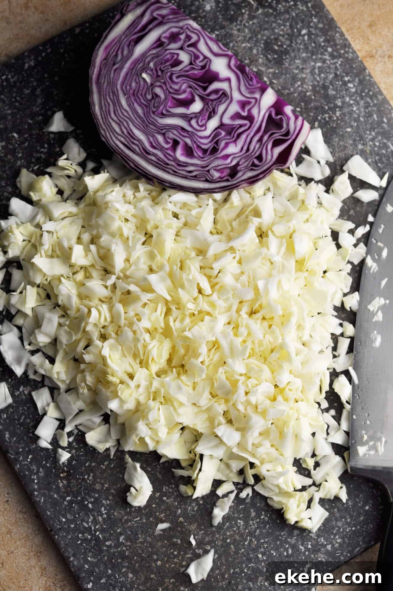 Shredded cabbage and carrots