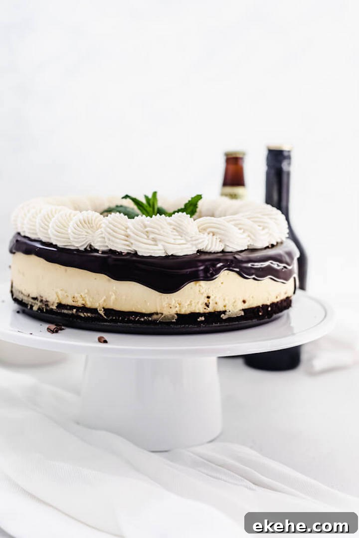cheesecake on a white cake stand