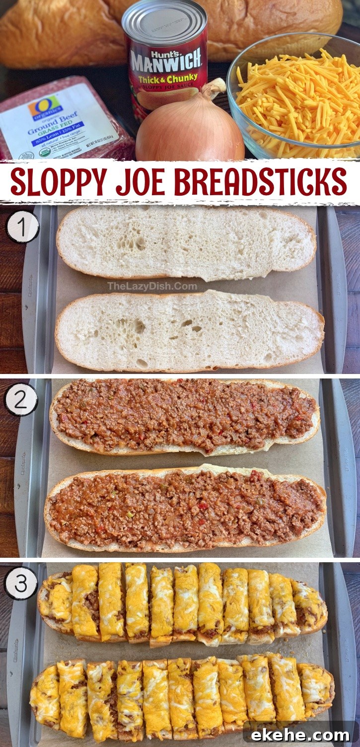 These sloppy joe breadsticks are perfect as a game day appetizer, snack idea or even comforting dinner recipe! Definitely a crowd pleaser, and super quick and easy to make with just a few ingredients: ground beef, onion, canned sloppy joe sauce, cheddar cheese and bread. Serve it with a salad if you're making it as a meal. Great finger food for a party, though. Husband approved! Perfect for a football party or lazy Sunday at home with the family. Some serious comfort food. 