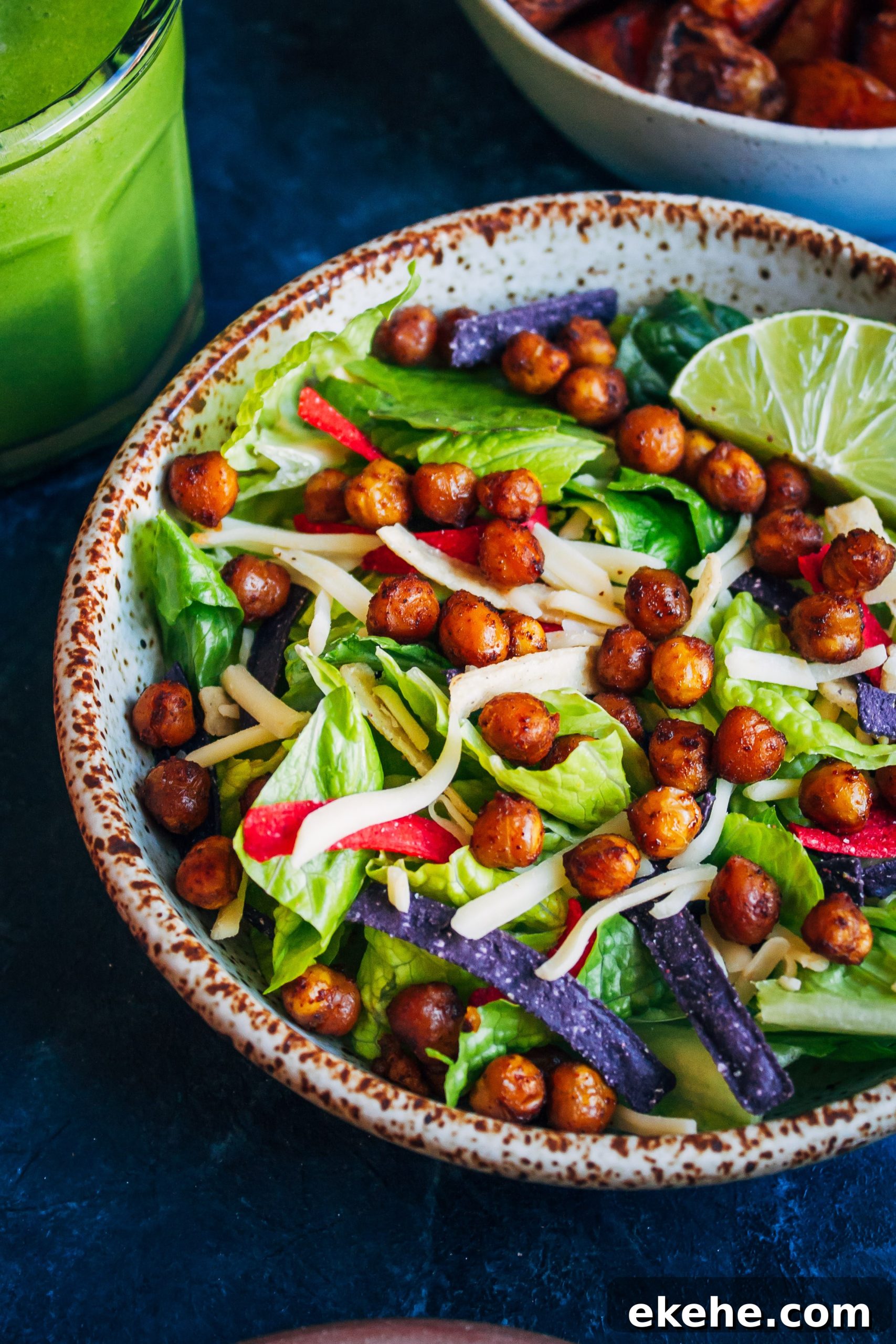 Crunchy Vegan Chipotle Salad | Well and Full | #vegan #chipotle #recipe
