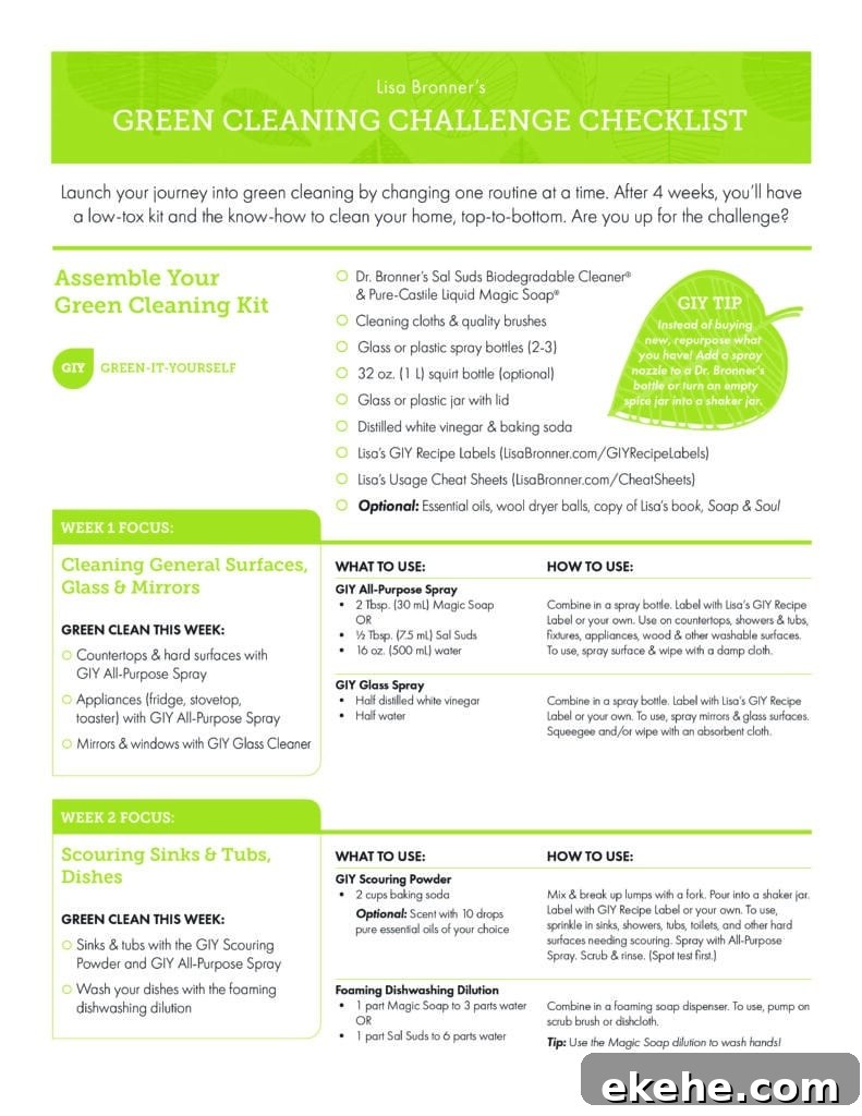 Green Challenge Cleaning Checklist