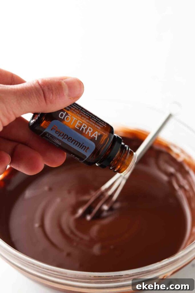 mint drops into chocolate 