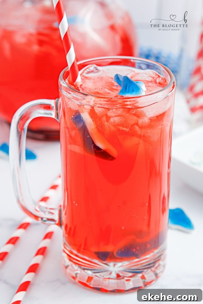 Shark Attack Survival Punch: How to Defend Yourself in Water 2 Shark Attack Punch or mocktail is the ultimate summertime drink! Tasty red punch served with floating shark gummies. Shark Punch is perfect for Shark Week or beach-themed parties!