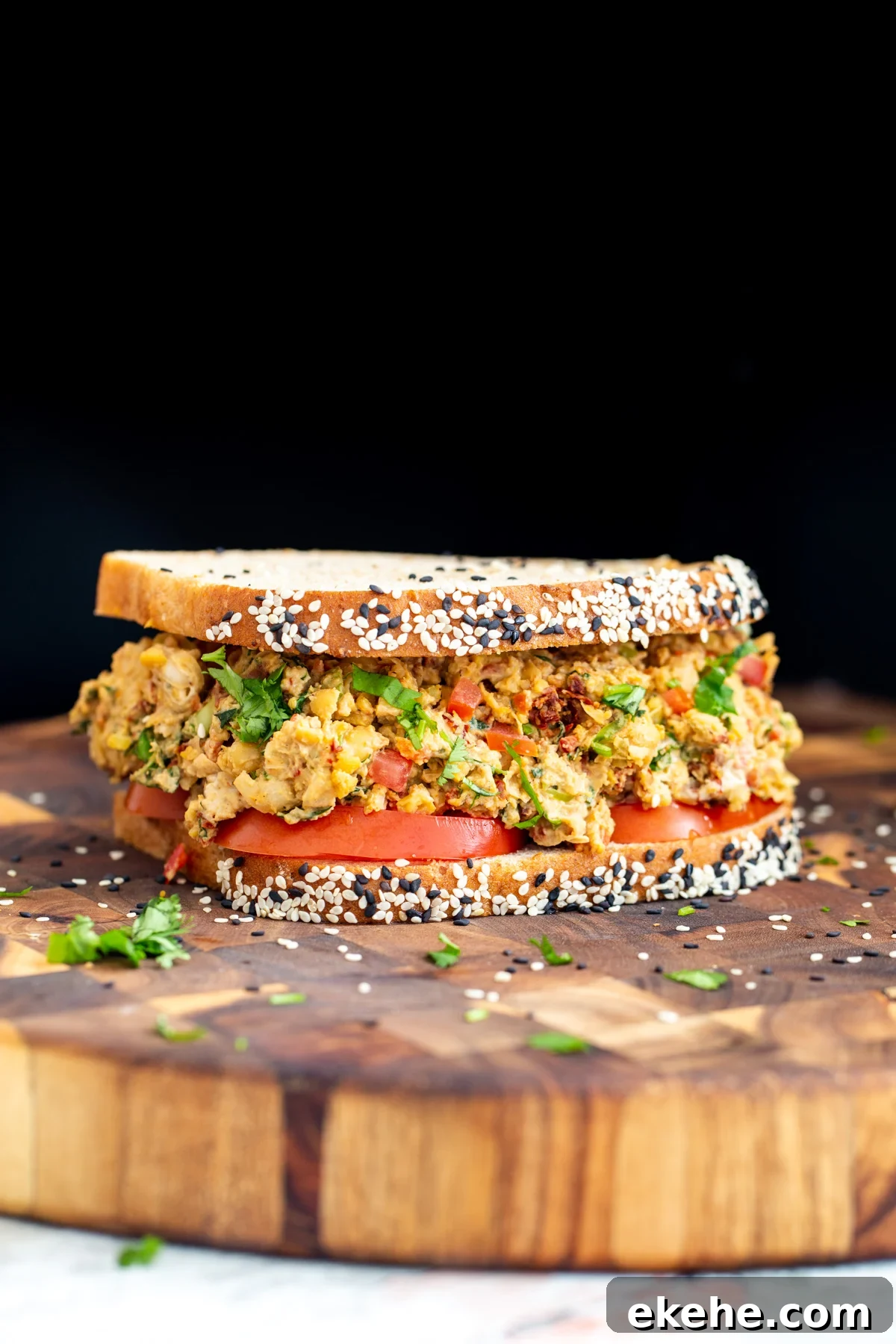 Mediterranean Sandwich with chickpea salad with lemon tahini dressing