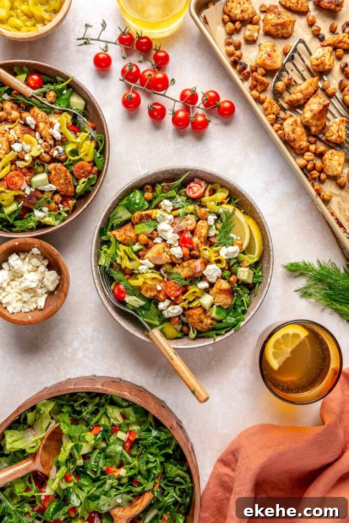 Easy sheet pan Greek chicken and chickpea salad recipe