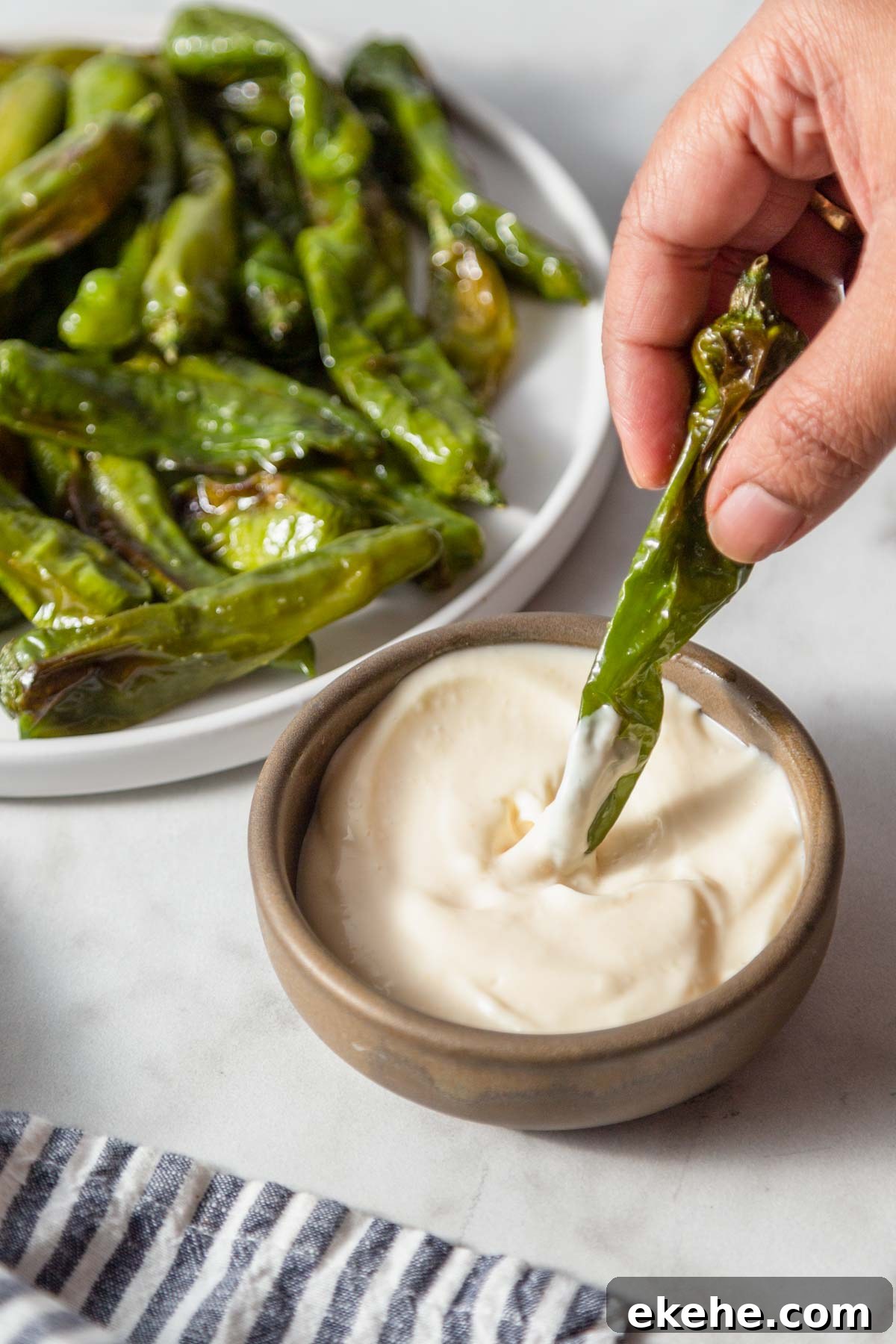 garlic aioli for air fried shishito peppers.